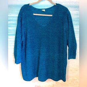 Faded Glory 1X Vibrant Blue Knit Sweater